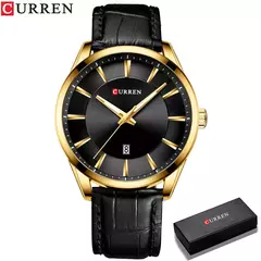CURREN-Relógios masculinos de quartzo com pulseira de couro, marca de luxo superior, relógio de negócios, novo - loja online