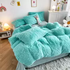Conjunto de cama luxuoso preto macio, capa de edredão Shaggy, 2 fronhas, zíper, veludo macio, 3pcs na internet