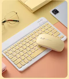 Teclado e mouse bluetooth para ipad xiaomi samsung huawei telefone tablet fino mini teclado sem fio para android ios windows - loja online