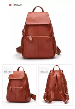 Mochila Zency-Anti-Roubo de Couro Feminina, Mochila de Grande Capacidade, Bolsa Designer de Viagem, Couro Branco, Qualidade, Elegante, A ++ na internet