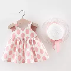 Imagem do Conjuntos de roupas de verão para bebês, vestido sem mangas, calças curtas e vestido, patchwork listrado, fofo, 6-24M, 2 pcs, 2023
