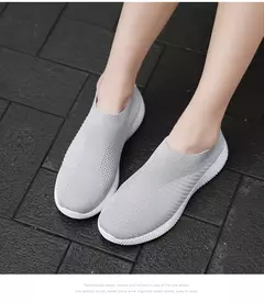 Tênis slip-on vulcanizados para mulheres, sapatos baixos, mocassins ambulantes, plus size 42, alta qualidade - loja online