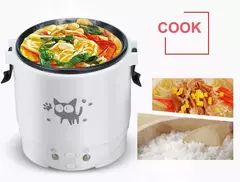 Imagem do Mini Fogão De Arroz Elétrico MultiCooker Portátil Fogões De Arroz Doméstico 12V 24V 220V Panelas De Máquina De Cozinhar Panelas Para O Caminhão Do Carro Casa