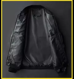 Imagem do Jaqueta masculina de couro PU bombardeiro para motocicletas, jaqueta de beisebol, moda casual, plus size, 7XL, 2020, J410