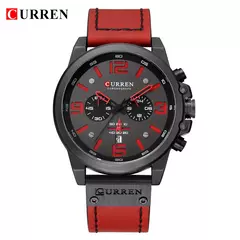 CURREN-Relógio de quartzo de couro genuíno impermeável masculino, relógio de pulso, cronógrafo, militar, esporte, marca de luxo - comprar online