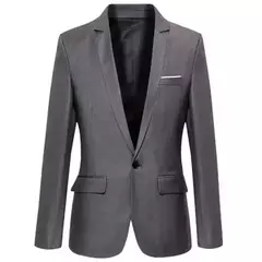 Blazer fino monocromático para homens, jaqueta de escritório masculina, tamanho grande, preto e azul, casaco de casamento coreano na internet