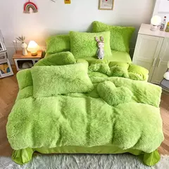 Conjunto de cama luxuoso preto macio, capa de edredão Shaggy, 2 fronhas, zíper, veludo macio, 3pcs - loja online
