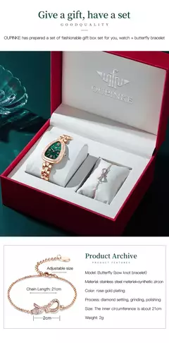 Imagem do OUPINKE-Conjunto de relógio quartzo impermeável feminino, relógios de luxo, espelho safira, mostrador diamante, movimento suíço, pulseira, colar