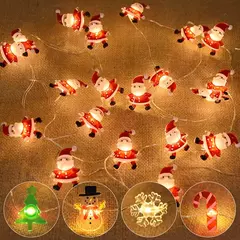 Imagem do 2m 20led papai noel floco de neve led luz corda decoração de natal para casa ornamento da árvore de natal 2024 navidad crianças presente ano novo