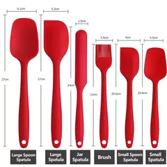 Conjunto de espátula de silicone antiaderente, Resistente ao calor, Espátula Creme, Raspador, Escova De Colher, Núcleo De Aço Inoxidável, Utensílios De Cozinha, 6Pcs - Wolf Magazine