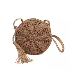 Bolsa de ombro redonda de palha de verão, bolsa de mão feminina de grande capacidade, artesanal, bolsas de praia de vime da moda, bolsa de mão, férias - comprar online