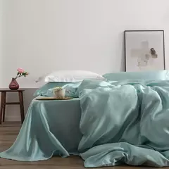 Liv-Conjunto de cama verde esteta, lençóis com amoreira, capa de colcha, fronha, cama queen e king size, 100% seda, 25 Mm - Wolf Magazine