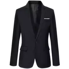 Imagem do Blazer fino monocromático para homens, jaqueta de escritório masculina, tamanho grande, preto e azul, casaco de casamento coreano
