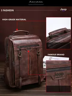 JEEP BULUO-Bolsa Masculina Casual para Laptop, Mochila de Couro Dividido, Bolsa para Computador, Alta Capacidade, Nova Tendência - loja online
