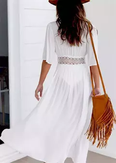 Imagem do Vestido de praia tamanho grande para mulheres, preto sólido, roupa de praia branca, roupas de proteção solar, capa de praia de malha