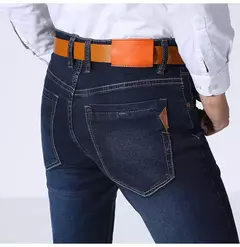 Jeans estilo clássico irmão Wang masculino, casual, stretch, fino, calça jeans, azul claro, calça preta, marca masculina - Wolf Magazine
