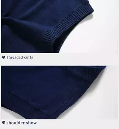 Imagem do Suéter de algodão masculino manga longa pulôveres outwear masculino gola v blusas da moda de marca solto fit roupas de tricô estilo coreano