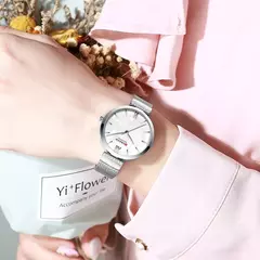 Imagem do CURREN-Relógio de quartzo em aço inoxidável feminino, bracelete elegante, relógio feminino, vestido feminino, moda luxuosa, dourado