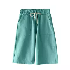 Shorts de algodão para mulheres, calças de lazer de pernas largas, cintura solta elástica com cinto, tamanho grande, 7XL, 8XL, verão - Wolf Magazine