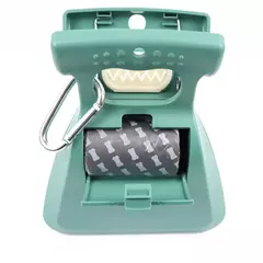 Colher de cocô dobrável para viagem de animais de estimação, com 1 rolo de sacos descomponíveis, colher de cocô, limpeza de excreta