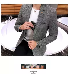 Terno casual blazer masculino, jaqueta formal, design popular, vestido, casacos de negócios, plus size, S-4XL, 2023