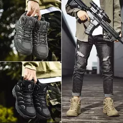Botas de caminhada ao ar livre para homens, botas antiderrapantes, tênis leves, calçado de deserto, curto, inverno, outono, moda na internet