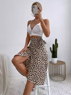 Benuynffy-Saia lateral com gravatas boho estampadas boho, cintura alta, assimétrica, altura do joelho, linha A, feminina, casual, elegante, verão na internet