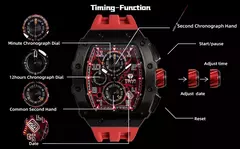 Tsar bomba tonneau relógios masculinos cristal de safira relógio de pulso vermelho à prova dwaterproof água cronógrafo data luxo presente natal para homem na internet