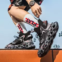 Alta-topo masculino running sock sapatos graffiti na moda adolescentes ultraleve tênis anti-deslizamento ao ar livre jogging calçados tamanho ue 39-46 - comprar online