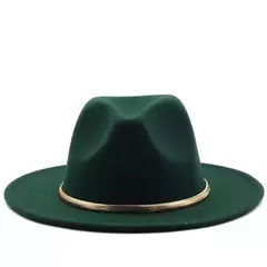 Chapéu alto Derby Igreja simples aba larga para homens e mulheres, Panamá Solid Felt Fedoras, Fedoras preto e verde, Boné de lã artificial Jazz Blend
