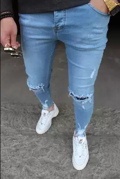 Calças de brim masculinas calças de brim denim calças casuais tendência calças de brim magros para homens moda calças de lápis roupas masculinas - Wolf Magazine