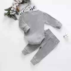 Conjunto de bodysuits de manga comprida e calças elásticas para bebé, com nervuras, xadrez, roupa sólida, infantil, recém-nascido, menina, menino, primavera, outono, 2 peças - comprar online