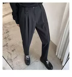 Calça social masculina de lã, calças com cintura elástica, casual e social para outono e inverno - Wolf Magazine