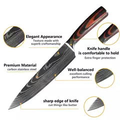 Sharp Japonês Chef Faca Set, Facas de Cozinha, Laser Damasco Padrão, Cleaver Slicing Utility, Santoku, 1-10 Pcs - loja online