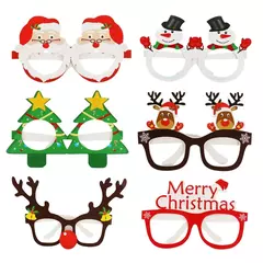 Santa Claus Paper Glasses Frame, Xmas Tree Elk, Photo Prop, Decorações de Natal, Ano Novo, Kids Gift, 9pcs - comprar online