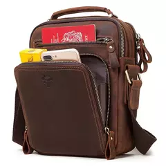 Imagem do HumerPAUL-Bolsa de ombro de couro genuíno para homens, sacos transversais vintage, de grande capacidade, sacola masculina do mensageiro, bolsa de viagem