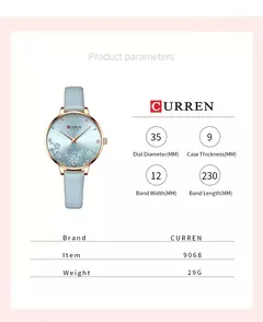 Curren-Relógios de pulso quartzo de couro de luxo feminino, marca relógio para senhoras, charme relógio mostrador flores na internet