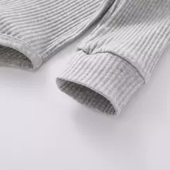 Conjunto de bodysuits de manga comprida e calças elásticas para bebé, com nervuras, xadrez, roupa sólida, infantil, recém-nascido, menina, menino, primavera, outono, 2 peças - Wolf Magazine