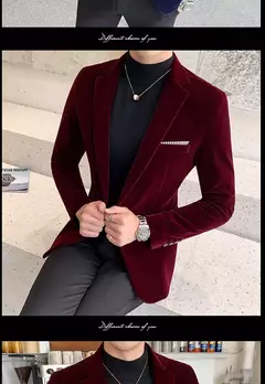 Blazer de veludo dourado masculino, terno slim fit, jaqueta casual, traje de cantor noivo, vestido de noite formal de alta qualidade, moda outono e inverno - comprar online