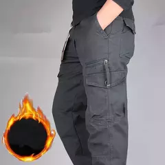 Calça de lã de dupla camada masculina, quente, grossa, camuflada, algodão tático, calça comprida, folgada, casual, inverno - loja online