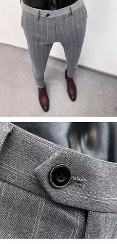 Homens terno calças calças formais pantalone hombre estiramento fino cor sólida vestido casual calças de comprimento total moda novas roupas masculinas - Wolf Magazine