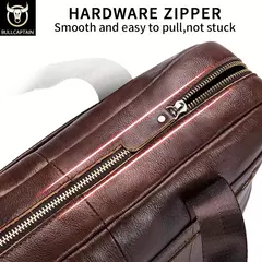 BULLCAPTAIN Maleta Ombro Messenger Bags dos homens de couro genuíno de 14 polegadas Laptop Bag Maleta dos homens Office Business Handbag na internet