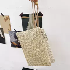 Moda feminina boêmio tecido embreagem wristlet saco casual senhoras praia verão cor sólida pequenas bolsas bolsa branco bege presentes - Wolf Magazine