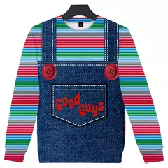 Chucky-Homens 3D Full-Print Hoodies Filme de Terror, moletom Hoodie, Traje Cosplay, Streetwear, Unisex, Nova Moda, 2024 na internet
