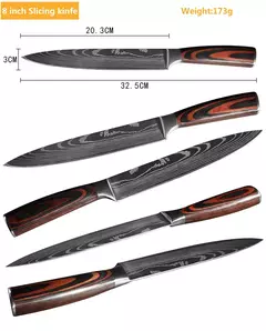 Sharp Japonês Chef Faca Set, Facas de Cozinha, Laser Damasco Padrão, Cleaver Slicing Utility, Santoku, 1-10 Pcs - loja online
