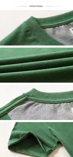 Camiseta de algodão com decote em O masculino, tops clássicos, cor sólida, casual, básica, alta qualidade - loja online