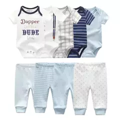 Conjuntos de roupas de algodão unissex para bebê recém-nascido, bodysuits e calças, desenhos animados, manga curta, bebê menino e menina, 6 unid, 9 unid, 10 unid