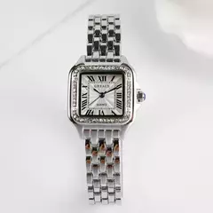 Relógio de pulso quartzo quadrado feminino, relógio prata simples, pulseira de aço, marca clássica, 2021 - loja online