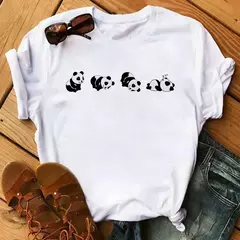 Maycaur-camiseta de manga curta para mulher, top solto com estampa de panda fofa, casual e solta, verão - comprar online