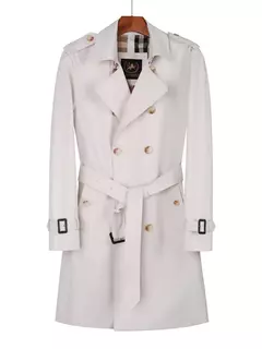 Longo blusão homens, off white casaco duplo à prova de chuva, cavalheiro britânico, à prova de chuva e respirável, forro de lã gabardine - comprar online